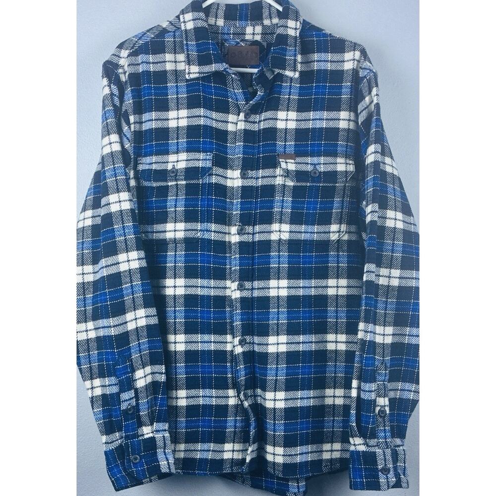 Mens Orvis Sz M Heavy Weight Cotton Flannel Pockets Button Shirt